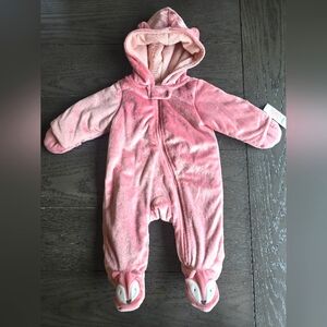 Pink Fox Hooded and Footed Baby Snowsuit (3 Months) - Just One You by Carters